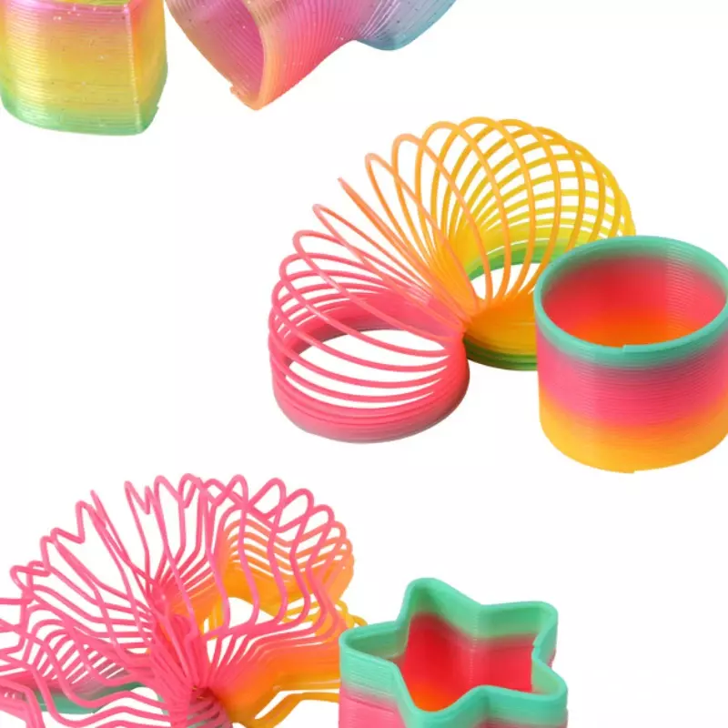 1 pz arcobaleno cerchio giocattoli divertenti sviluppo precoce educativo pieghevole plastica molla bobina giocattoli magici creativi per bambini