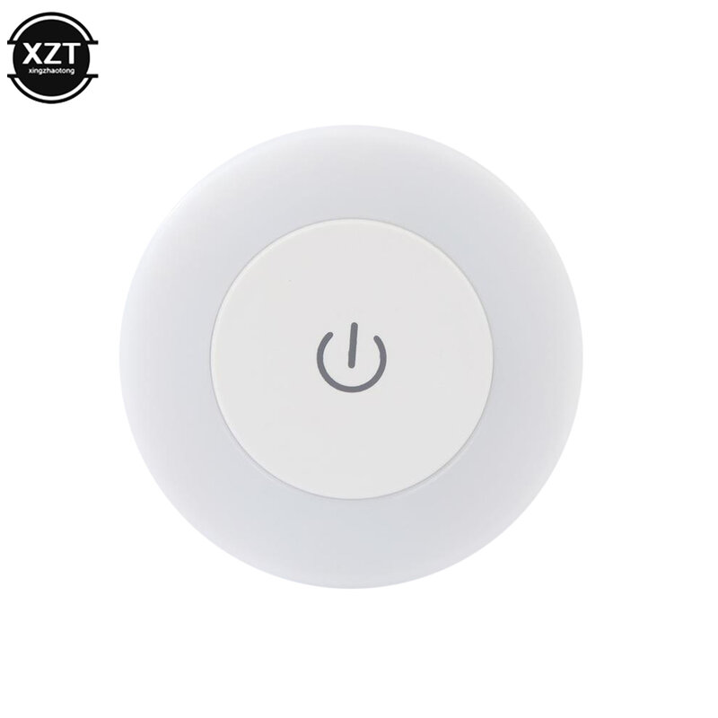 LED Touch Sensor Night Light 3 Modes USB Rechargeable Magnetic Base Wall Light Round Portable Dimming Night Lamp Room Decoration
