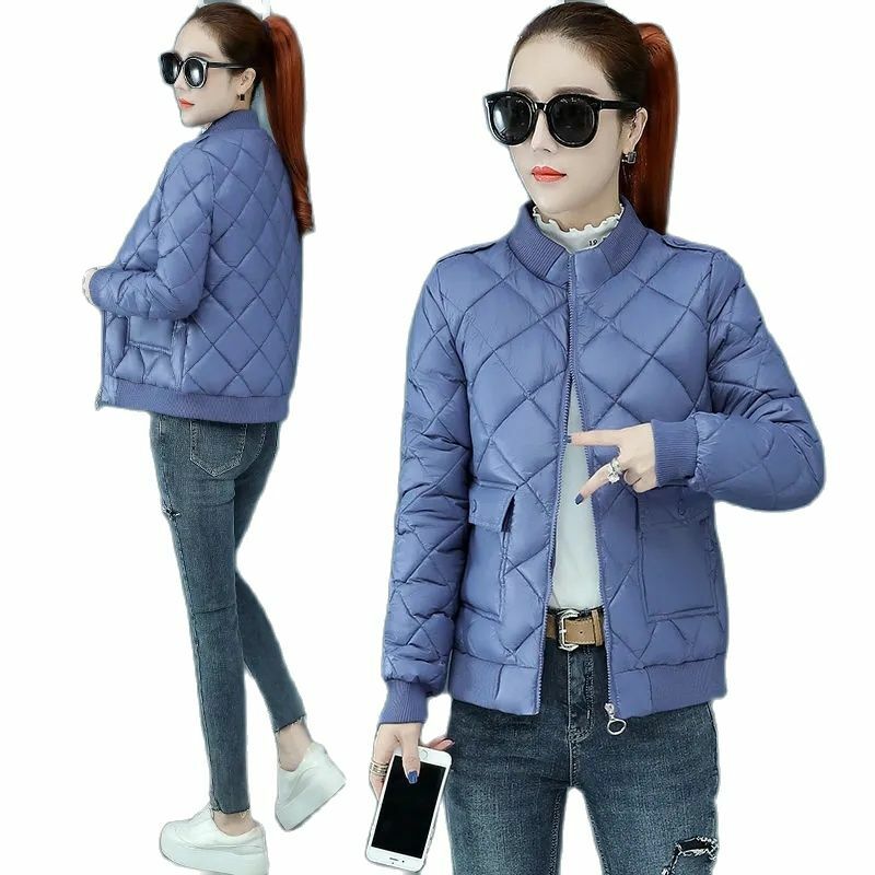 2022 novo outono inverno jaqueta feminina luz fina para baixo casaco de algodão versão coreana solta gola curta feminino casaco parka