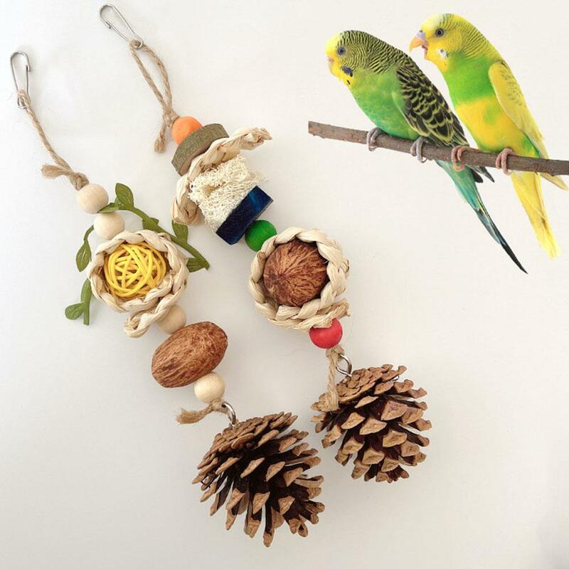 Jouet de meulage de bec d'oiseau ChFukToy avec crochet perfecto, jouets de morsure de perroquet, nuits en bois, oiseaux, 2023