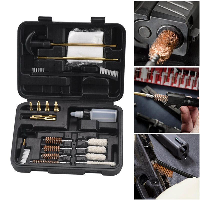 Kit de nettoyage de canon, outil de brosse, patchs en coton 9mm, tapis, tige universelle, accessoires de chasse Glock19 M16 Ar 15 aq74