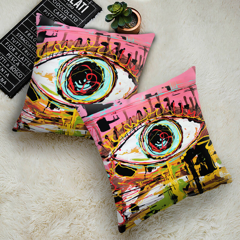 Evil Eye Printed Cushion Cover Super Soft Short Plush Cushion Cover Home Decorative Sofa Throw Pillow Case Almofada Cojines