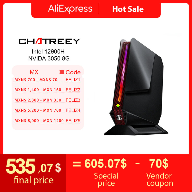 Chatreey-G2 Mini Computador Desktop Gaming, PC, Intel Core i9, 12900H, i7 12700H, Nvidia RTX3050, 8G, PCIE 4.0, WiFi 6, BT5.0