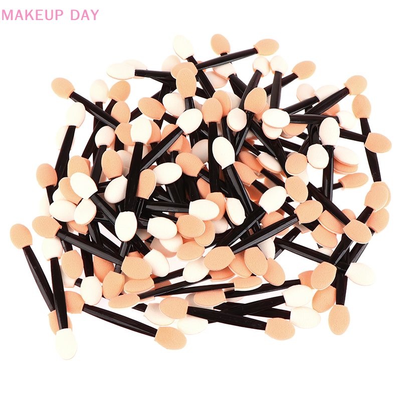 Pennello per ombretti monouso da 100 pezzi trucco Set di pennelli per ombretti in spugna a doppia faccia per applicatore cosmetico colore casuale