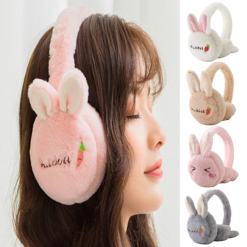 Kreskówka królik zimowe ciepłe nauszniki dla dzieci dziewcząt plusz gruby miękkie osłona uszu ochrona słuchu ciepło nauszniki dla kobiet dzieci