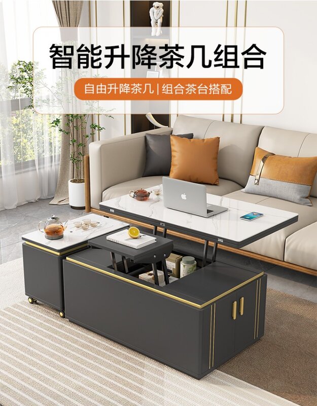 Study Table Dining Table Combination Small Apartment Simple Multi-Functional Mobile Smart Tea Cabinet