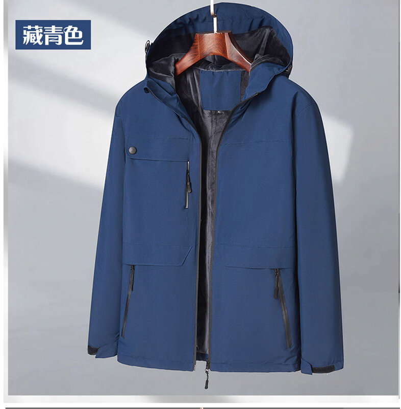 New 2023  Winter Male Hooded Plush Jackets Business Casual Solid Loose Fleece Coat Outdoor Sportswear Thicken Warm Parkas Plus
