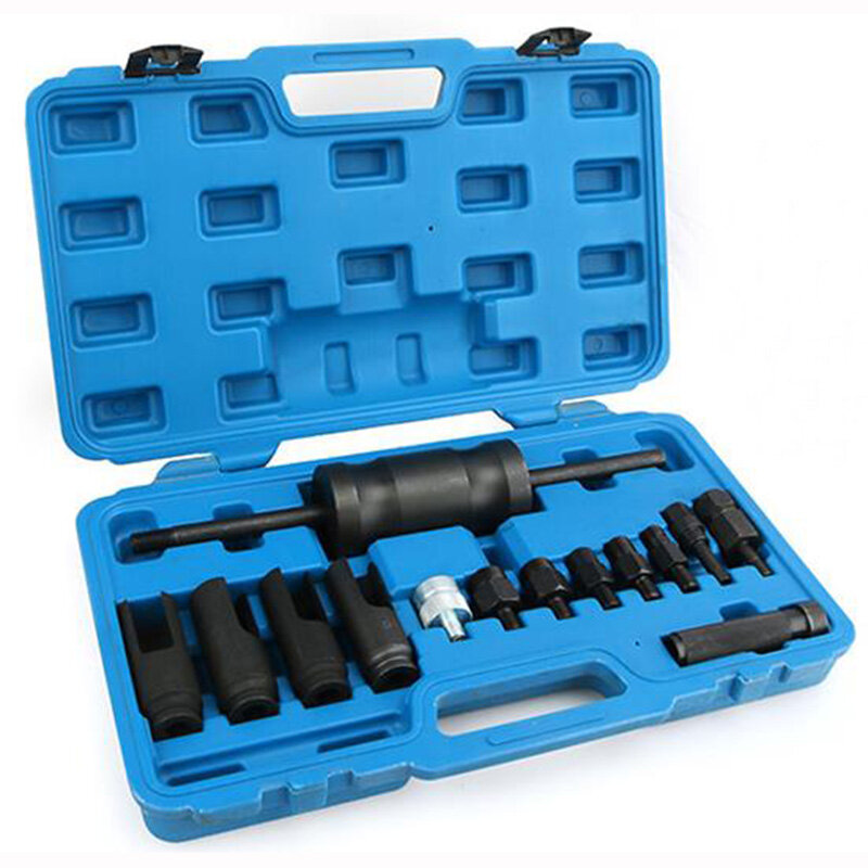 14 Buah Alat Kit Ekstraktor Penarik Injeksi untuk Adaptor Rel Umum Penghapus Injektor Diesel Siemens Deso Bosch