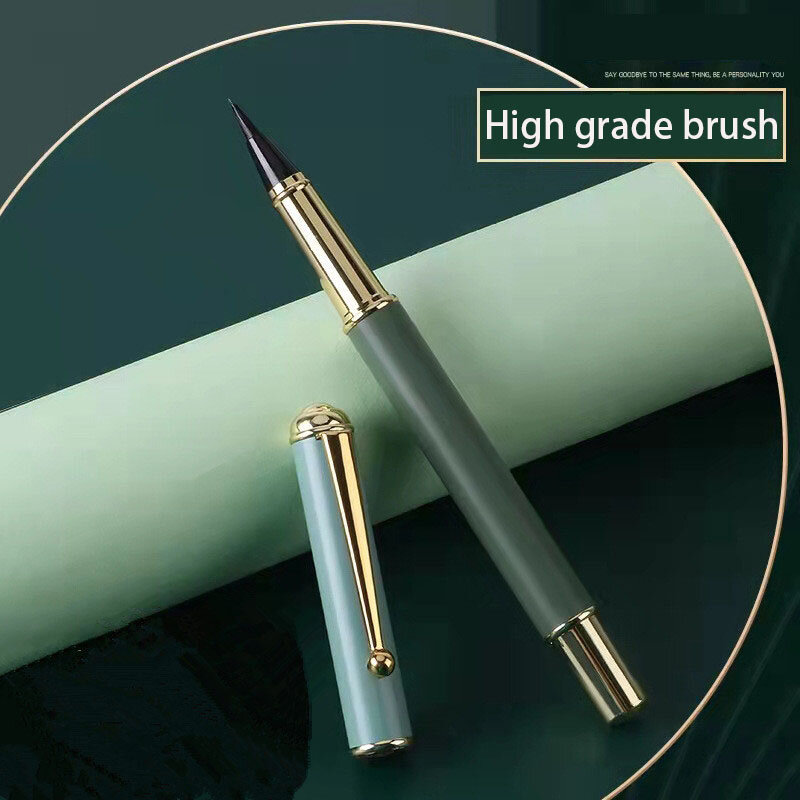 Morandi Fountain Pen Type Calligraphy Brushes Metal Soft Weasel Hair Small Regular Script Brush for Student Painting Writing