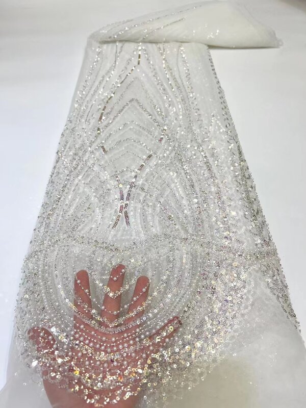 Кружевная ткань с золотыми блестками и французскими блестками, 2022, высокое качество, для свадебного платья