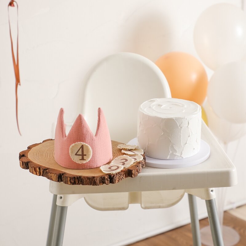 Topi Pesta Ulang Tahun Bayi Set Mahkota Ikat Kepala Tongkat Sihir Mainan Spanduk Kue Ulang Tahun untuk Pesta Anak-anak Alat Peraga Fotografi Hadiah Bayi