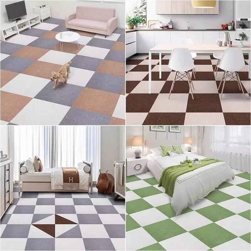 28pcs Self Adhesive Carpet Floor Sticker Splicing Square Mat Baby Game Play Mats Formaldehyde Free and Odorless Protect Infants