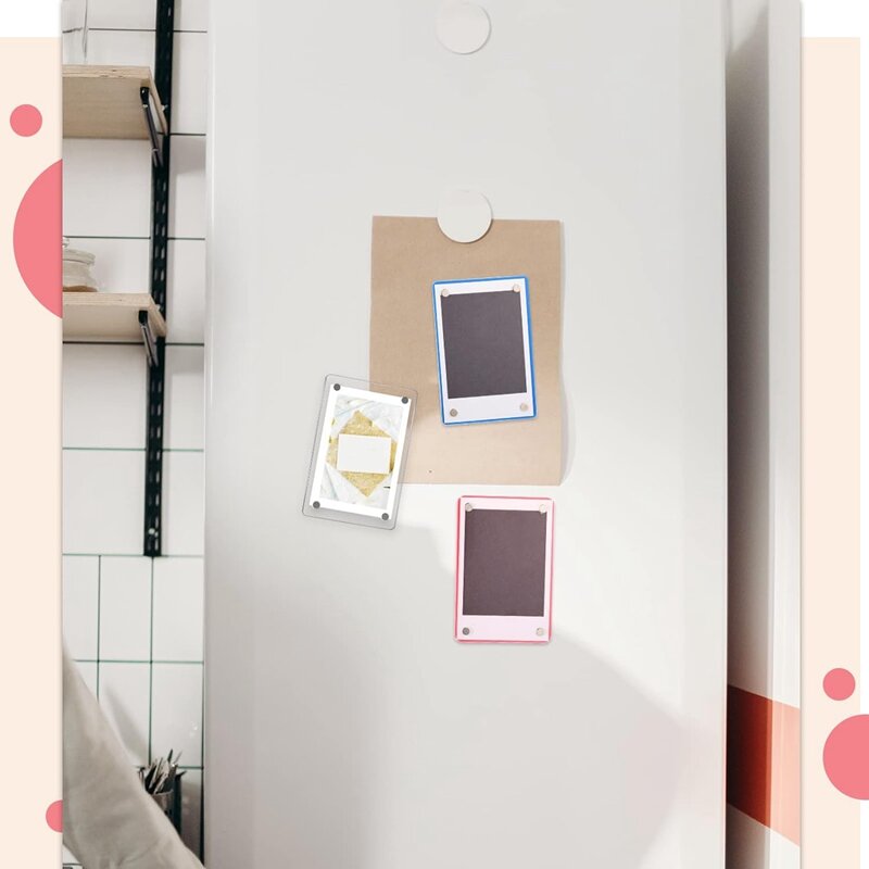 Mini cadre photo magnétique pour réfrigérateur, double face, transparent, sans cadre, présentoir, 15 pièces