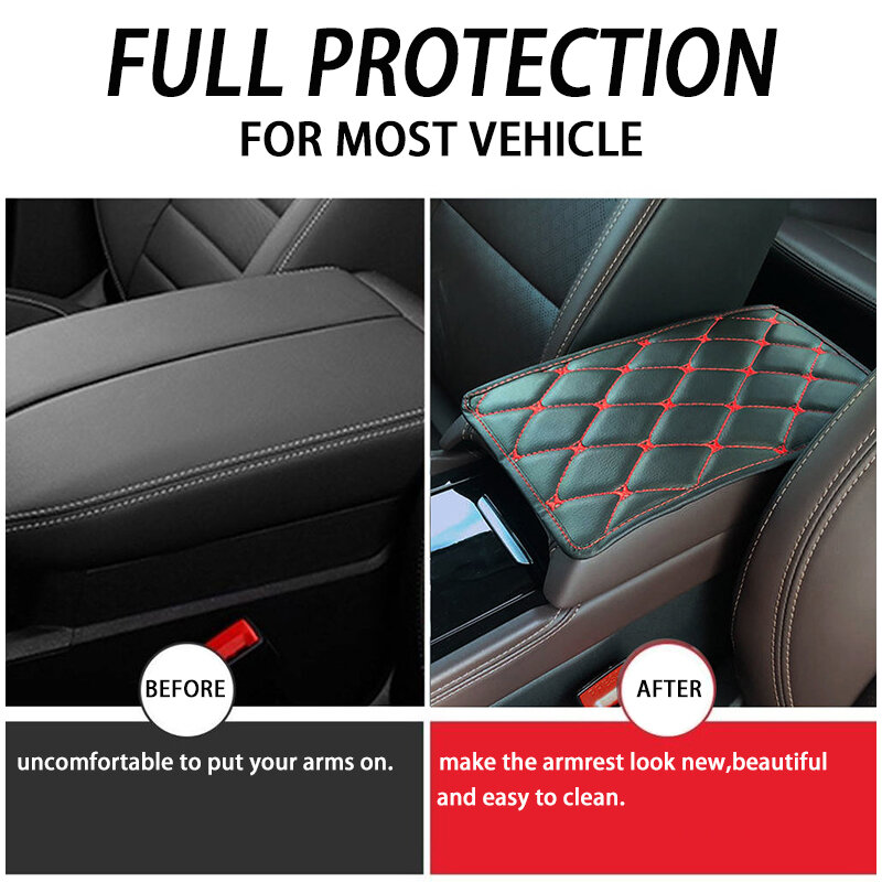 Universal Car Leather Armrest Mat Auto Armrests Storage Box Mats Capa de almofada à prova de poeira Braço Protector Impermeável Interior