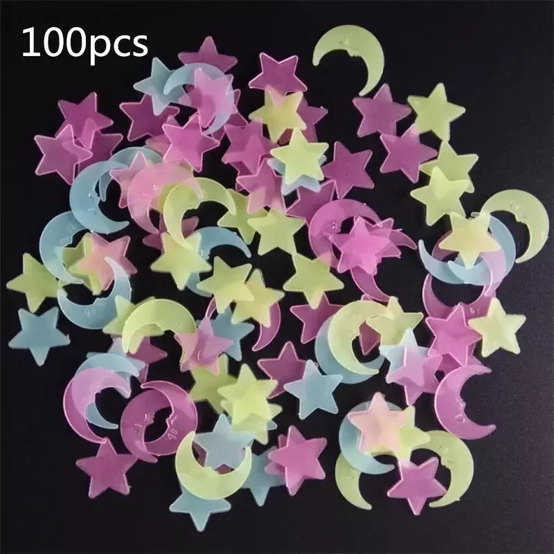 100pcs/bag 3cm Glow in the Dark Toys Luminous Star Stickers  Decals Bedroom Fluorescent Painting Toy PVC Stickers for Kids Room