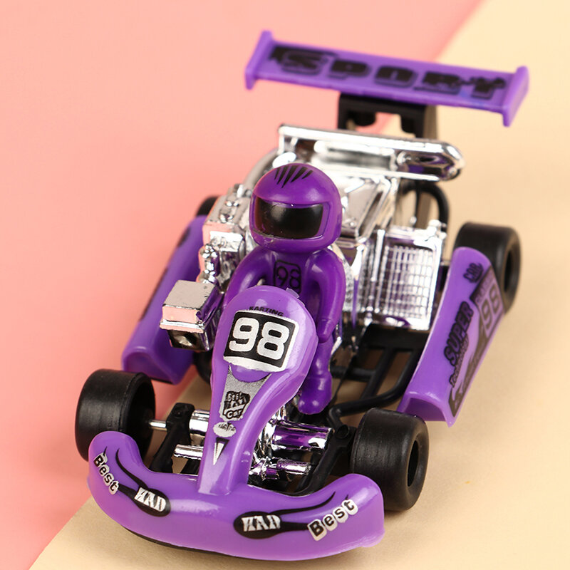Kids Pull Back Power Racing Plastic Car Power Kart Children's Puzzle Toy Vehicles Car Formula Car Inertia Go-kart Color Random