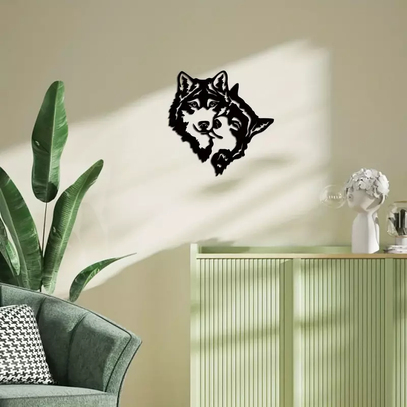 Artesanías de arte de pared de Metal negro Wolf Mate, esculturas de pared para interiores y exteriores, decoración moderna del hogar, para dormitorio, sala de estar, Baño