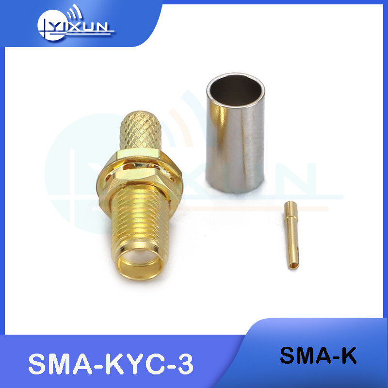 2 buah konektor SMA-K konektor koaksial RF betina SMA SMA-KYC-3 untuk kabel RG58 50-3