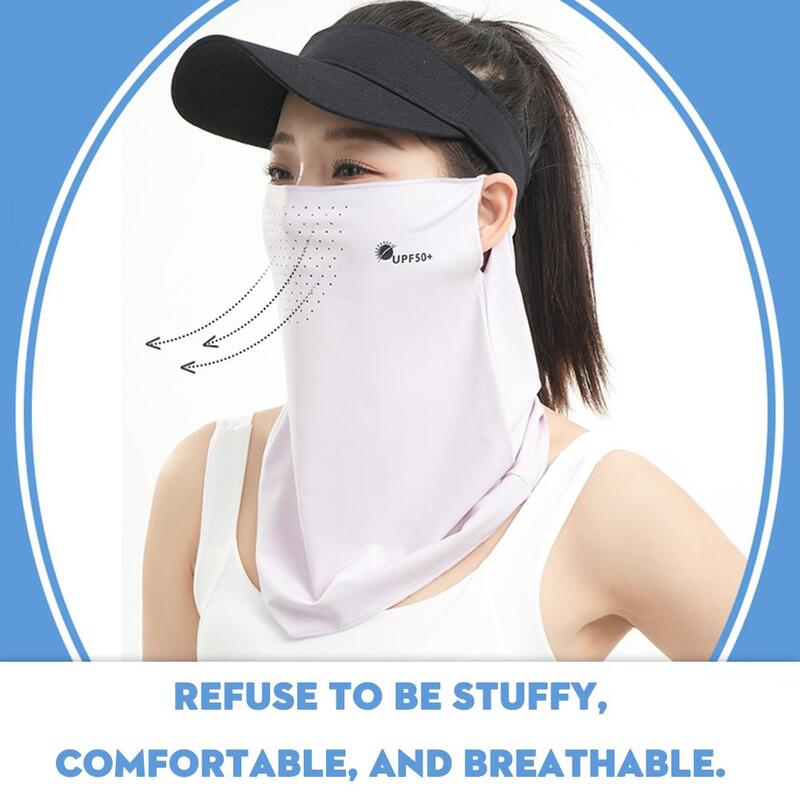 Summer Ice Silk Face Mask Scarf Sun Protection Anti-UV Cover Hanging Outdoor Fishing Cycling Breathable Face Ear D8Z9