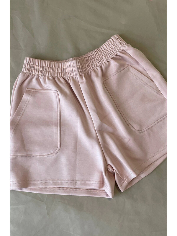Pantalones cortos rosas para mujer, pantalón de chándal ancho de cintura alta, ropa de calle Harajuku, estilo coreano, informal Y2k 2000s, corte en A, verano 2023