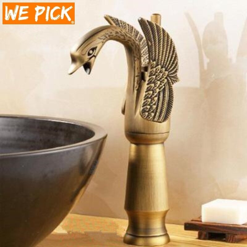 Basin Faucets High Swan Faucet Luxury Wash Bathroom Mixer Taps Brass Hot And Cold Taps Gold Plated Single Hole Tap