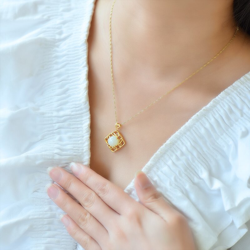 S925 Серебряная инкрустированная подвеска в форме яйца из натурального нефрита модное женское ожерелье кулон ювелирные изделия подарки