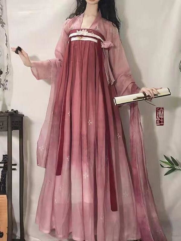 جديد الصيف Hanfu النساء الصينية التقليدية تأثيري الجنية زي القديمة Hanfu فستان الوردي حفلة عيد ميلاد فستان حجم كبير XL