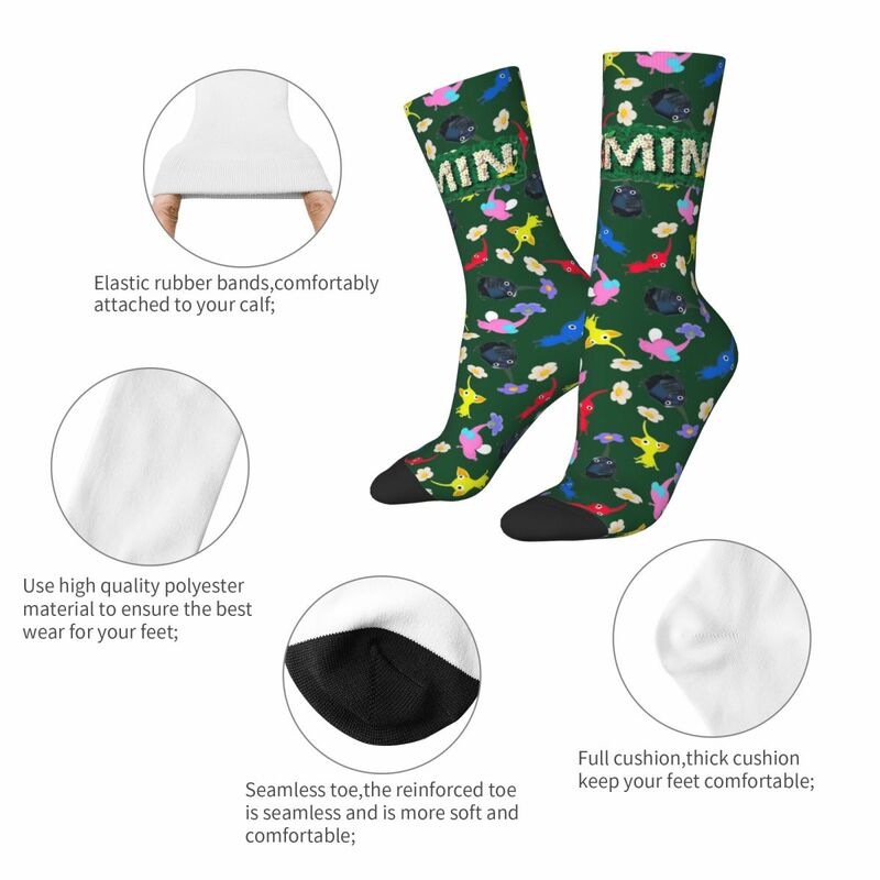 Pikmin Logo Socken Männer Frauen Polyester lustige glückliche Socken Neuheit Frühling Sommer Herbst Winter Mittel rohr Socken Geschenk