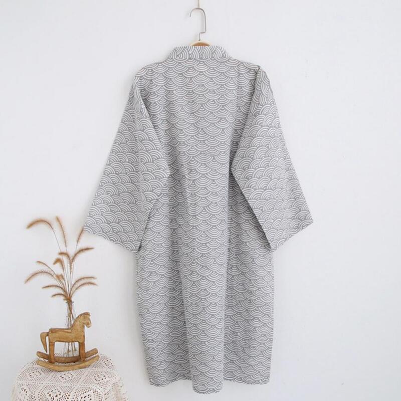Bata Kimono con estampado de moda para hombre, ropa de dormir, camisón suelto de longitud media, albornoz