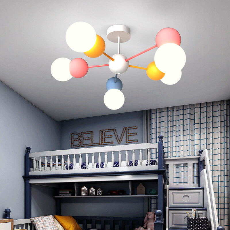 Candelabro nórdico para habitación de niños y niñas, lámparas coloridas de moda creativa para dormitorio, novedad de 2021