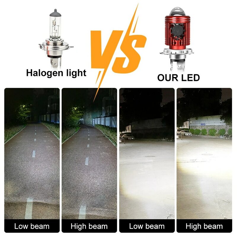 10000LM H4/H6 12V LED Motorcycle Headlight Bulb Moto Spotlights CSP Lens White Yellow Hi Lo Lamp Scooter Accessories Fog Lights
