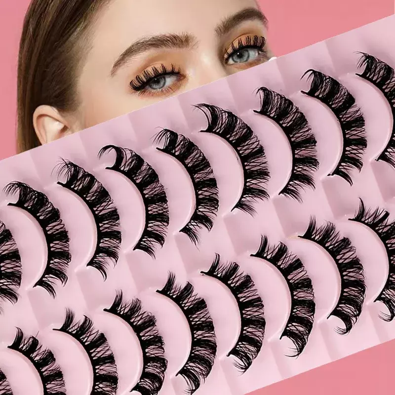 10 Pairs Russian Strip Lashes DD Curl False Eyelashes Fluffy Wispy Faux Mink Lashes Pack Fluffy False Lashes russian extensions