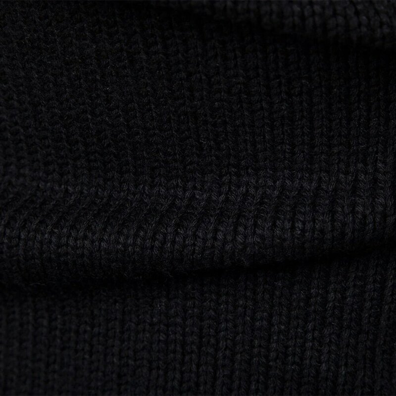 Sweater rajut lengan panjang pria, kardigan rajut atasan Turtleneck lengan panjang sedikit meregang warna Solid