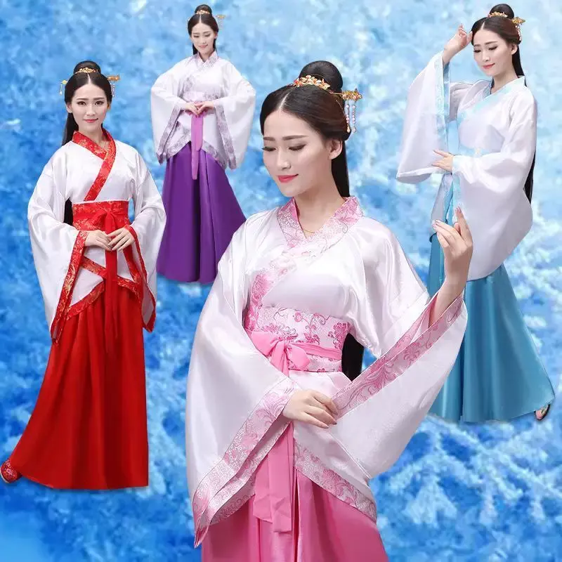 Chinesische Seide Robe Kostüm Mädchen Frauen Kimono China traditionelle Vintage ethnische antike Kleid Tanz Kostüm Cosplay Hanfu Set