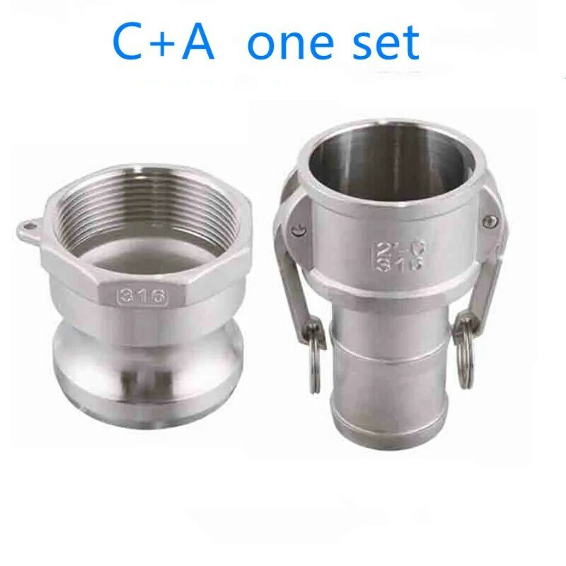 C+A one set of Camlock Fitting Adapter Homebrew 304 Stainless Steel Connector Quick Release Coupler 1/2"3/4"1” 1-1/4"1-1/2"