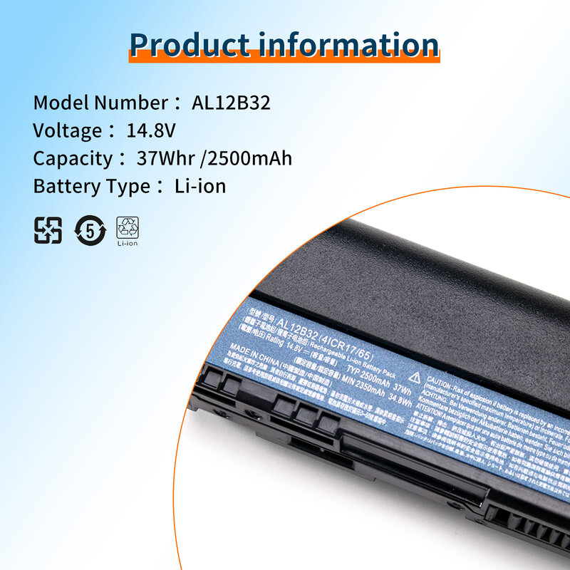 BVBH-bateria do portátil para Acer Aspire One, AL12B32, AL12B32, AL12A31, AL12B31, AL12B72, 725, 756, 726, V5-171, V5-121, V5-131