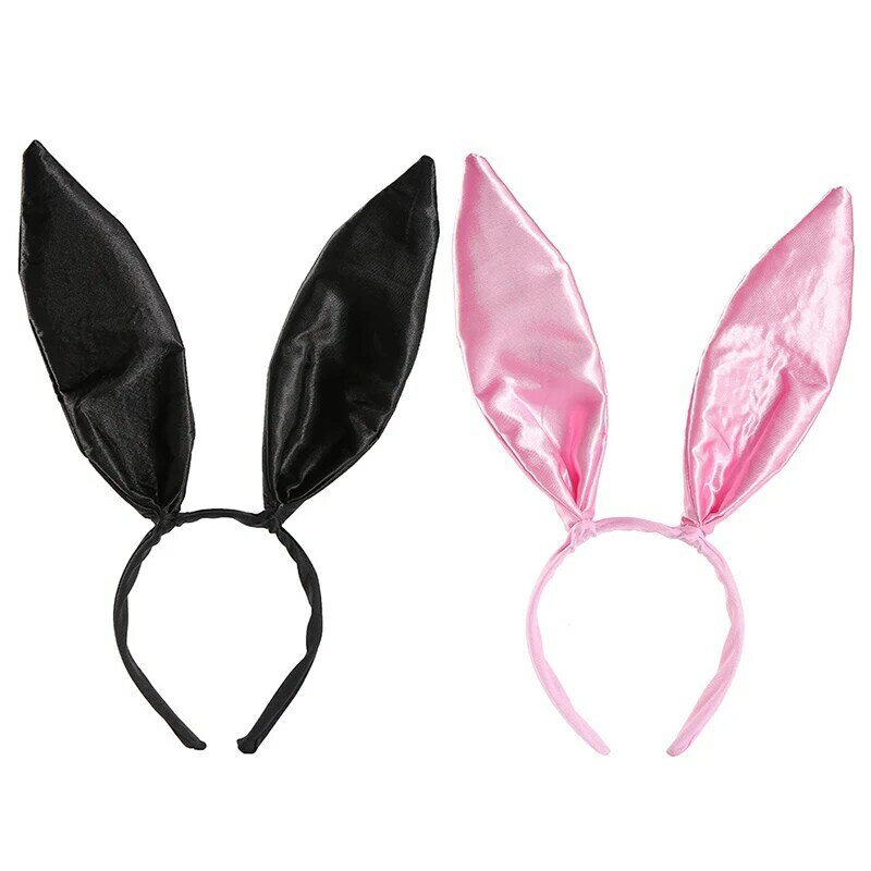 1 buah bando telinga kelinci Paskah rambut Satin dewasa bando Cosplay telinga kelinci Cosplay topeng seksi aksesori rambut wanita lucu