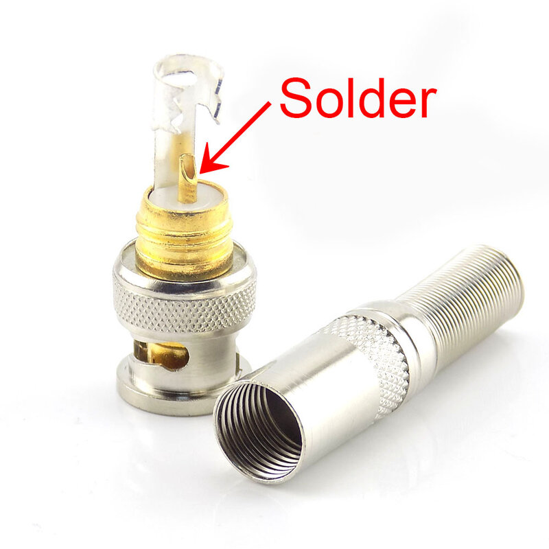 5pcs BNC Male Solder Copper Pin BNC Connector for Cctv Camera System Security Accessories