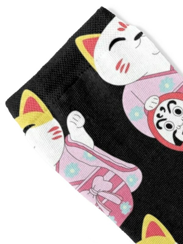 Chaussettes de costume japonais Maneki Neko Kawaii pour hommes et femmes, chaussettes de créateur de sol en coton