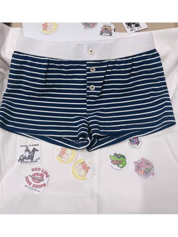 Casual Women Soft Cotton Front Buttons Shorts 2023 Summer Vintage Low Waist Female Chic Bottoms