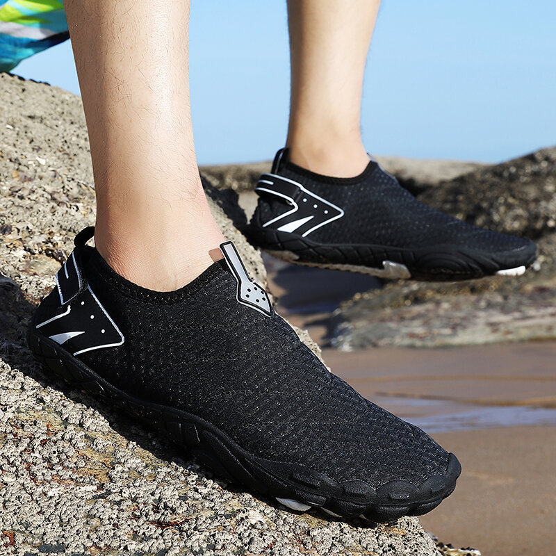 Sapatos de água seca rápida para homens e mulheres, sapatos aquáticos para caminhadas de toe largo, praia e surf, slip-on, nadar e surfar