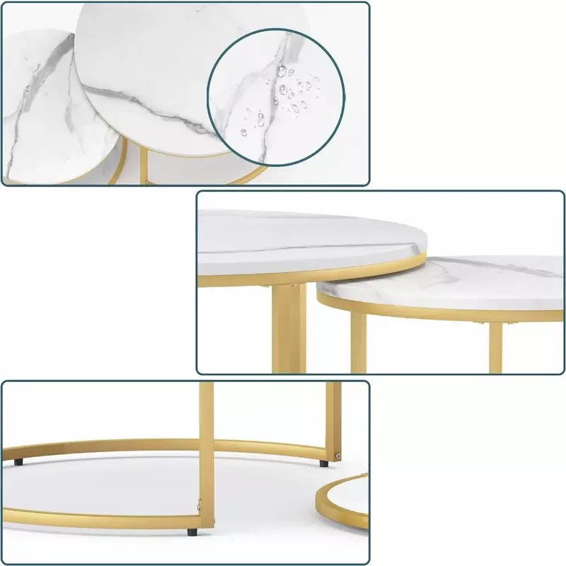 Mesa de centro de fácil montaje para sala de estar, Juego de 2 mesas de centro de anidación, diseño de muebles, Café de madera nórdica