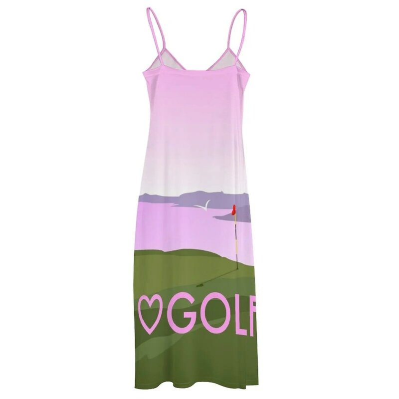 Vestido de golfe feminino sem mangas, amo coração, vestidos elegantes de festa, fada, rosa, 2024