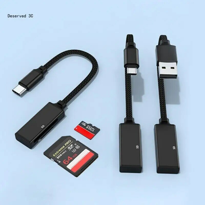 R9CB Portable Card Reader Writer USB Type C Micro USB Memory Card SDTF Reader