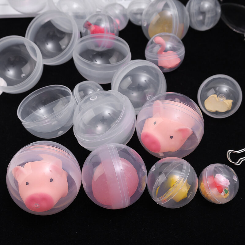 80 stücke leere runde klare Kapseln Spielzeug Eier Aufbewahrung koffer Ei Kaugummi automaten kleiner Behälter für Kinder Party bevorzugen Preis verkauf