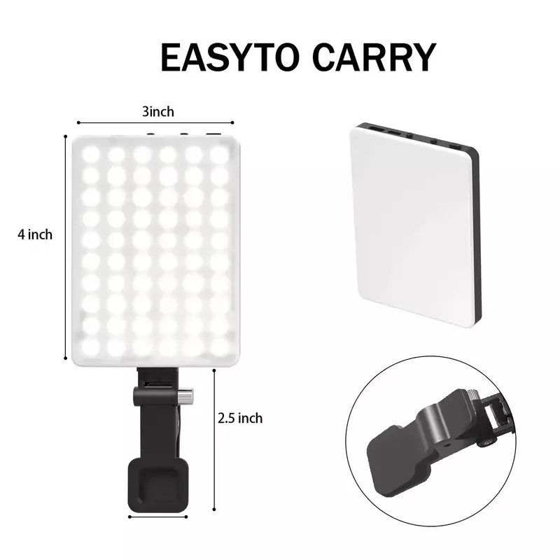 Luz de Selfie recargable para iPhone, iPad, portátil, tableta, Clip de ordenador, 3 luces