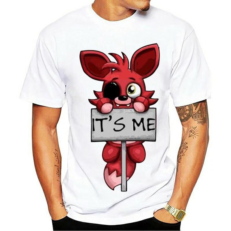 Kawaii FNAF Plush Foxy Men T Shirt Summer Hip Hop t shirt Pre-Cotton O-Neck tshirt Man Brand Clothing Teenage Short Sleeve