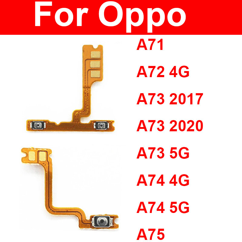Volume Power Button Flex Cable, On Off, Chaves laterais, Switch, OPPO A71, A72, A73, A74, A75, 4G, 5G