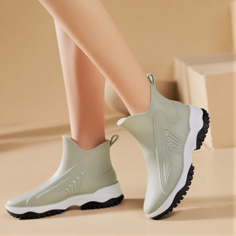 2022 novo japonês de alta qualidade sapatos de chuva das mulheres versátil anti deslizamento e moda à prova dwaterproof água curta sapatos