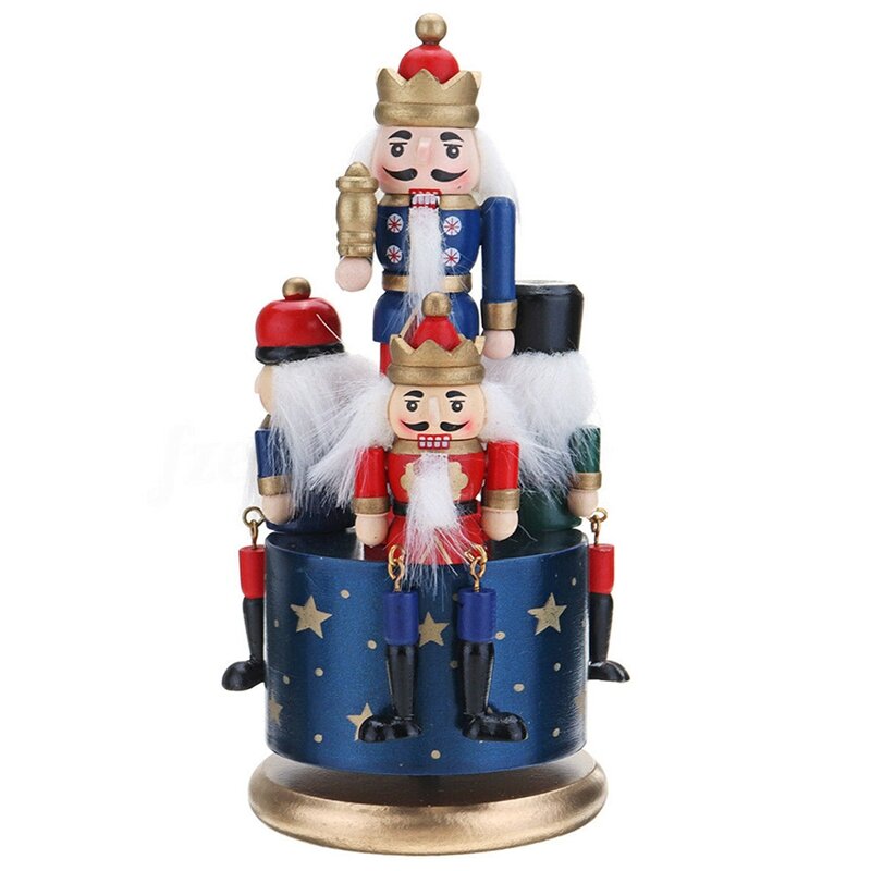 Cascanueces de madera para niños, caja de música para decoración de cumpleaños y Navidad, juguete artesanal, juego de regalo de Navidad